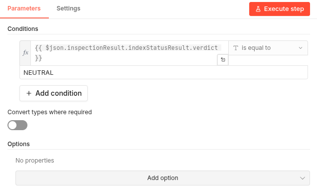 Screenshot of the Filter node configuration for NEUTRAL verdict.